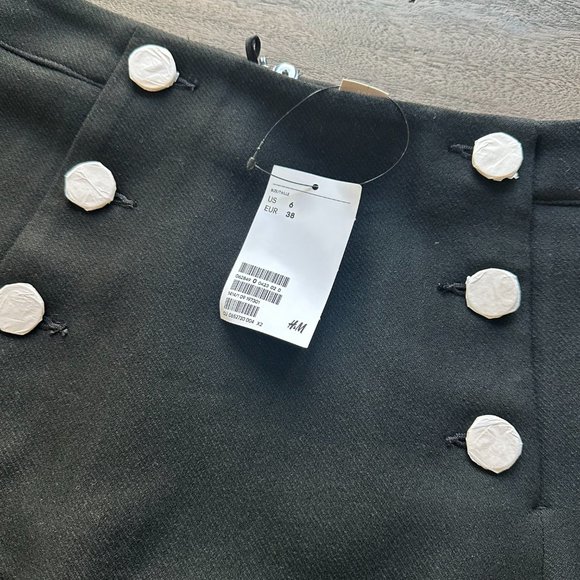 NWT H&M Wool Mini Skirt with Nautical Buttons, Size 6 - Picture 2 of 5